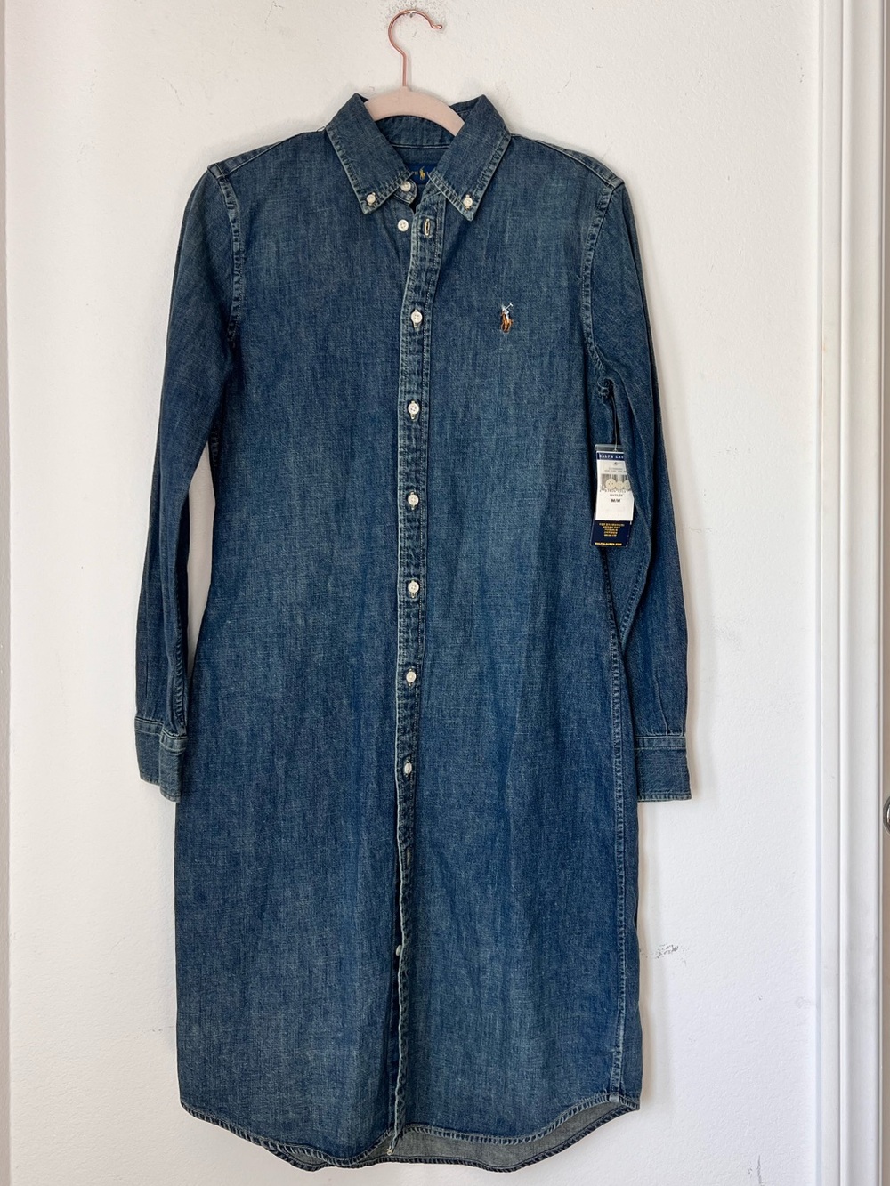 NWT Ralph Lauren Denim Button-Front Midi Dress Women’s Medium 100% Cotton Shirt